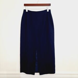 Jones New York vintage linen navy long pencil skirt 8